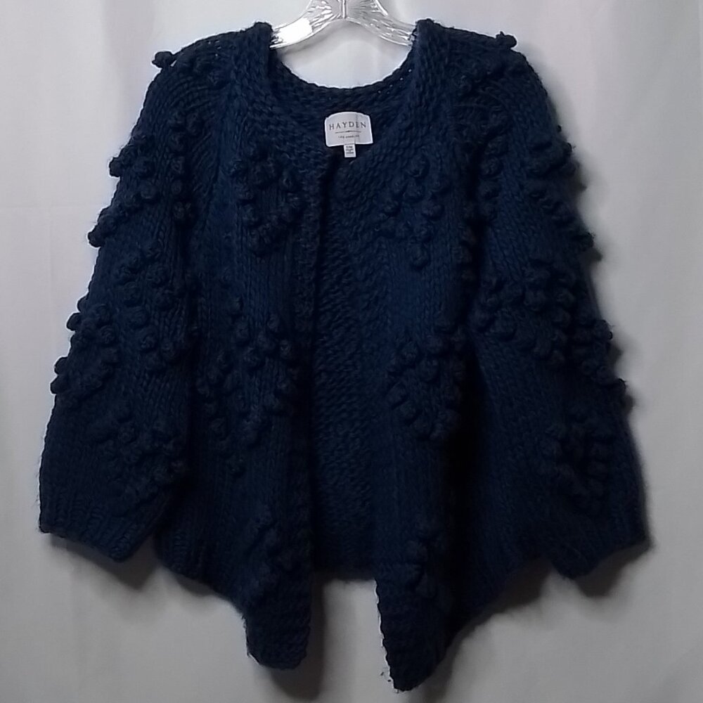 HAYDEN HAND-KNOTTED BUBBLE CHUNKY CARDIGAN SWEATER SIZE S/M